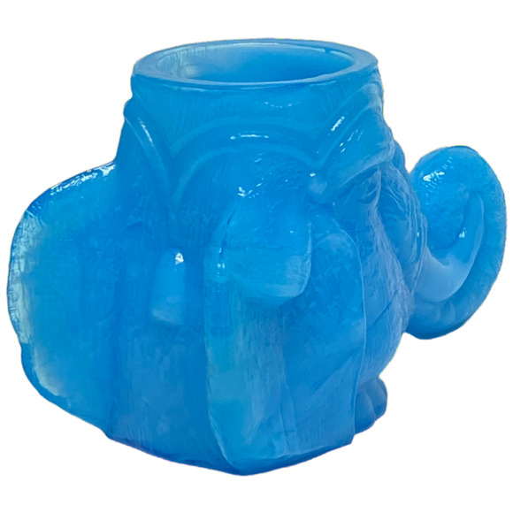 Elephant Head Toothpick Holder Boyd Art Glass 1999 Peacock Blue Ring Jewelry - Picture 7 of 13